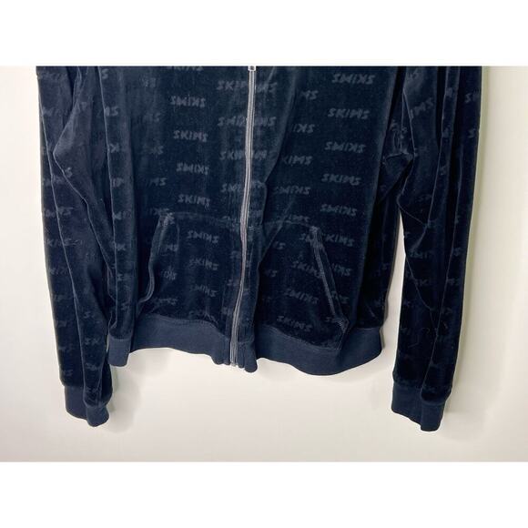 SKIMS Logo Print Long Sleeve Full Zip Hooded Jacket Velvet Black Women's Plus 3X - Picture 6 of 9
